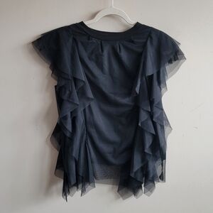 Seven Sense Tulle‎ Ruffle Top Black